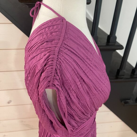 037 Free People | Bonny Drapey Pleated Mini Dress Summer Bloom NWT Size XS - Picture 10 of 12